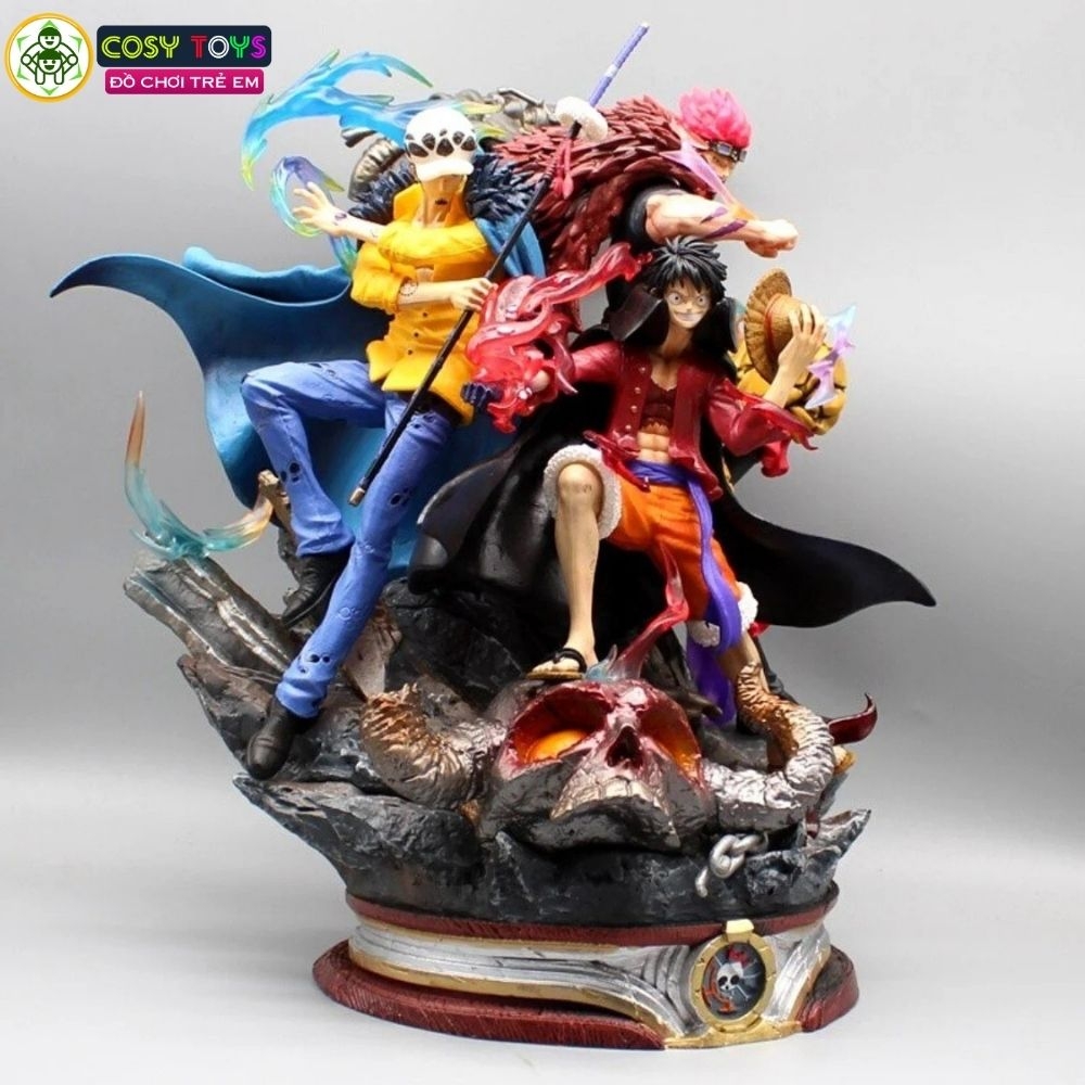 Mô hình One Piece bộ ba siêu tân tinh Luffy , LAW , Kid đại chiến pháo đài Kaido - cao 20cm - nặng 1kg , Figure OnePiece