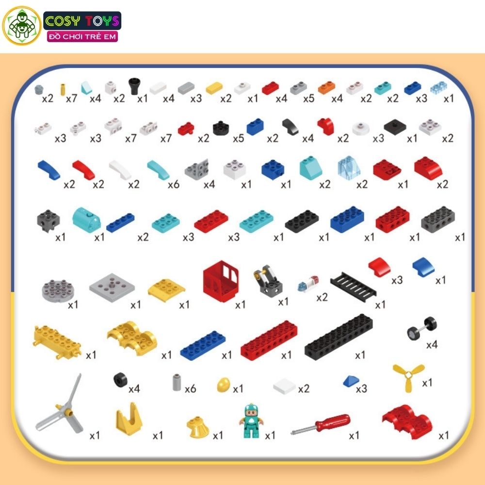 Đồ chơi lắp ghép xếp hình lắp ráp biến hình giao thông người máy duplo với hơn 172 chi tiết cho bé