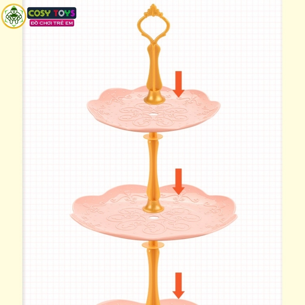 Đồ chơi buổi tiệc trà chiều 42 chi tiết: bánh ngọt, bộ ấm chén, giá đỡ bánh.... cho bé