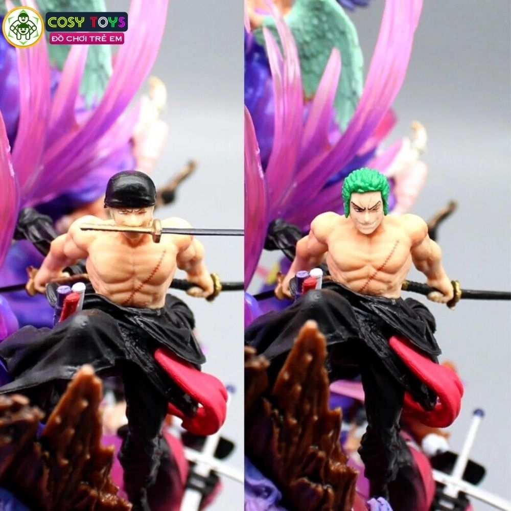 Mô hình OnePiece - Zoro và những bại tướng - cao 23cm - nặng 1kg7 - FULL BOX - phụ kiện có 2 đầu + 4 kiếm , Figure OnePiece - có vỏ hộp màu