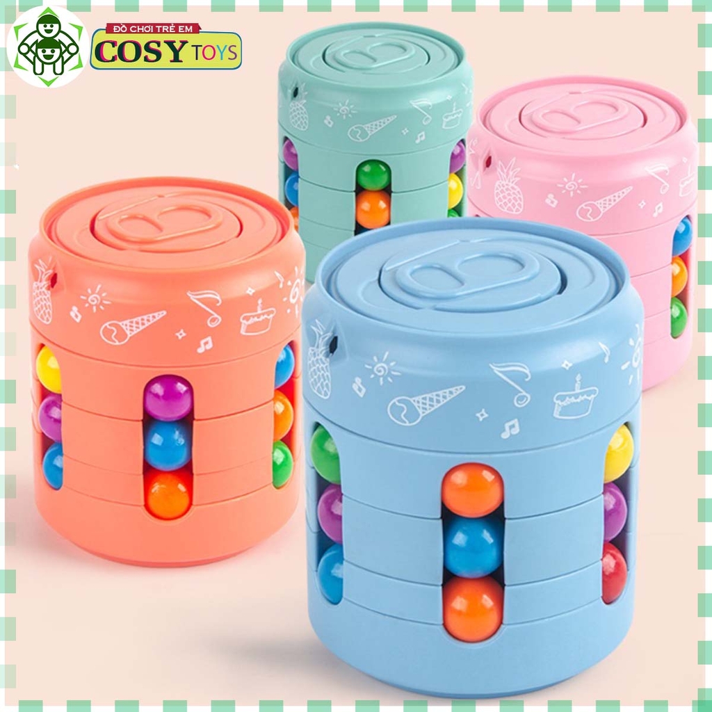 Hộp rubik lon bằng bi nhựa đủ màu nhiều kiểu ghép khác nhau cho bé