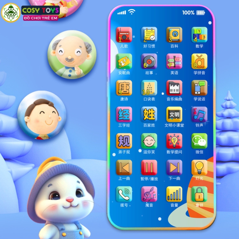 Đồ chơi điện thoại cầm tay 27 phím số có nhiều nhạc, âm thanh vui nhộn cho bé