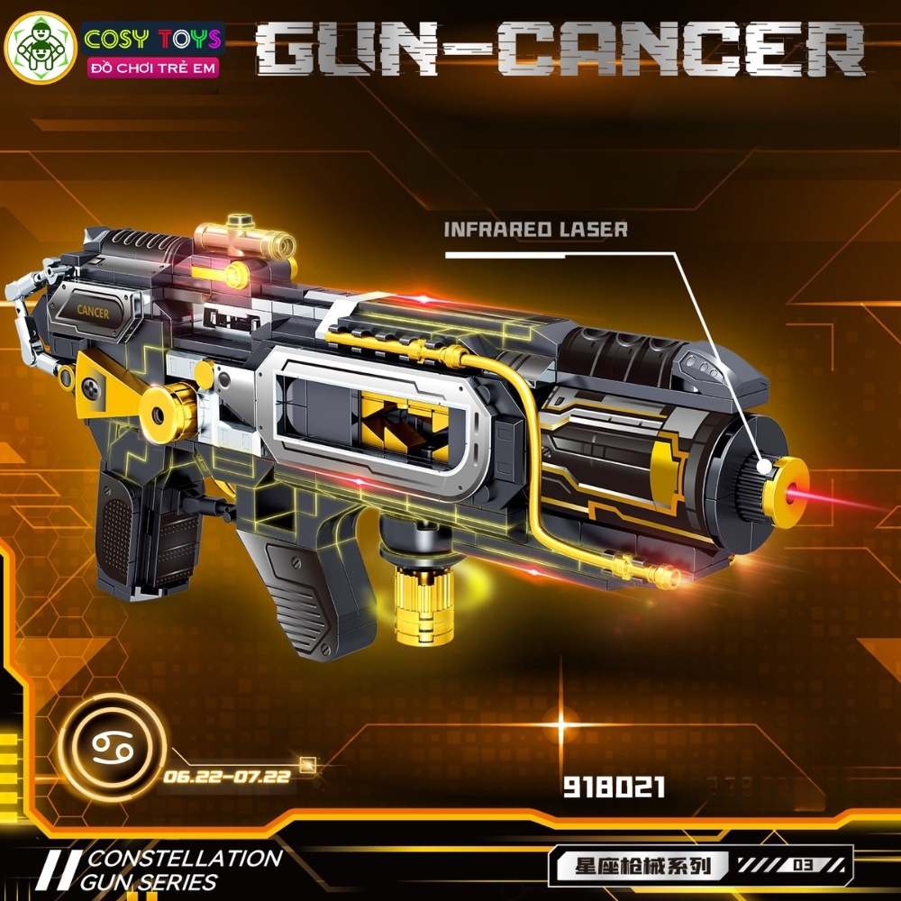 Đồ chơi lắp ghép xếp hình sung phóng laze nhiều nòng với 438-442 chi tiết cho bé