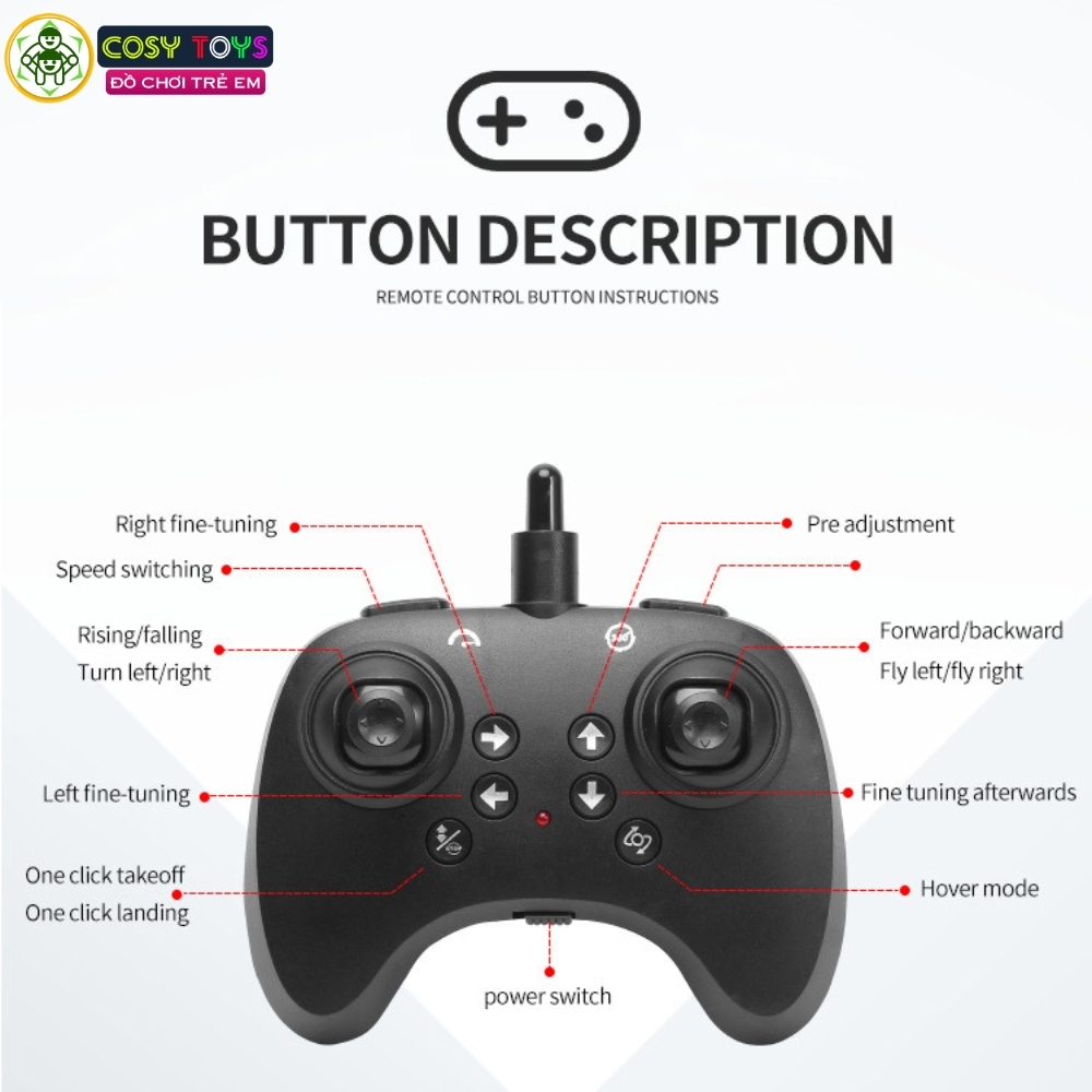 Đồ chơi mô hình máy bay điều khiển từ xa bằng xốp mẫu mới với 4 cánh lớn, có nhào lộn 360 độ cho bé