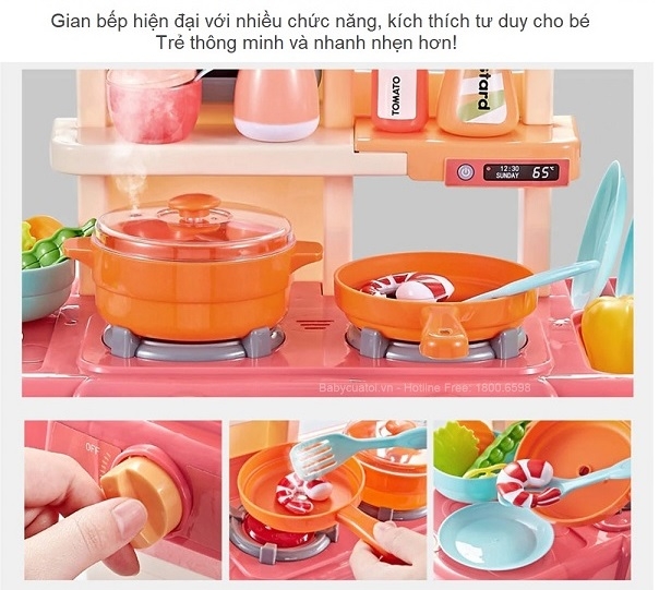 ĐỒ CHƠI MÔ HÌNH NHÀ BẾP CỠ LỚN VỚI 42 CHI TIẾT KÈM DỤNG CỤ NẤU ĂN, HIỆU ỨNG NHẠC, ĐÈN CAO CẤP CHO BÉ