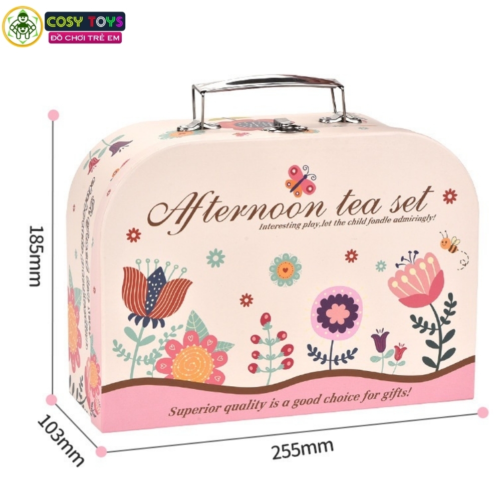 Đồ chơi buổi tiệc trà chiều 42 chi tiết: bánh ngọt, bộ ấm chén, giá đỡ bánh.... cho bé
