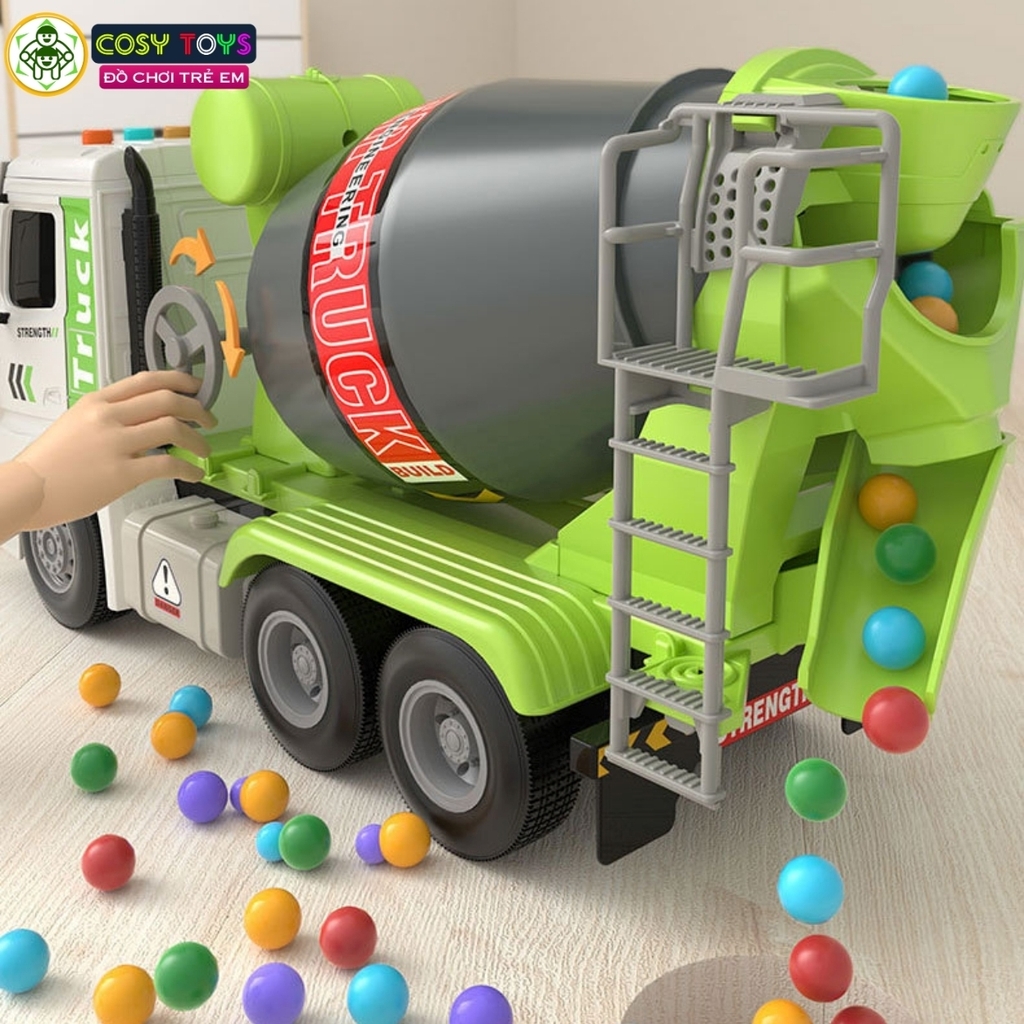 Đồ chơi xe trộn bê tông cỡ lớn chạy bằng pin với đèn và nhạc cho bé