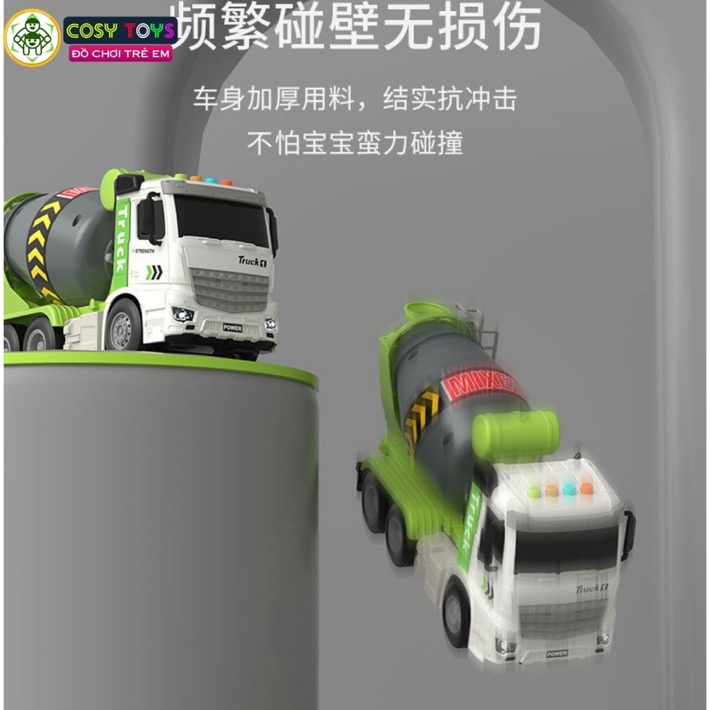 Đồ chơi xe trộn bê tông cỡ lớn chạy bằng pin với đèn và nhạc cho bé