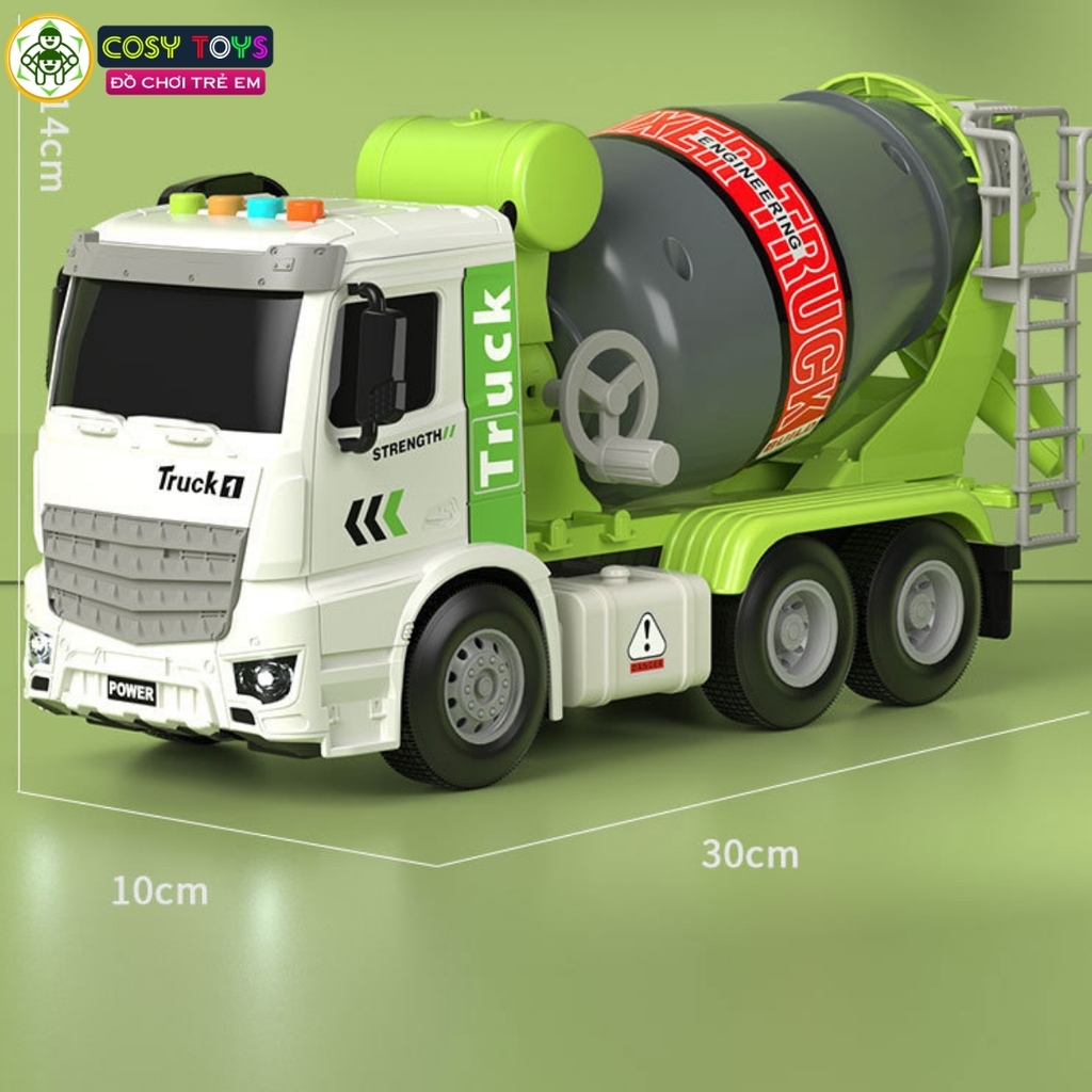 Đồ chơi xe trộn bê tông cỡ lớn chạy bằng pin với đèn và nhạc cho bé
