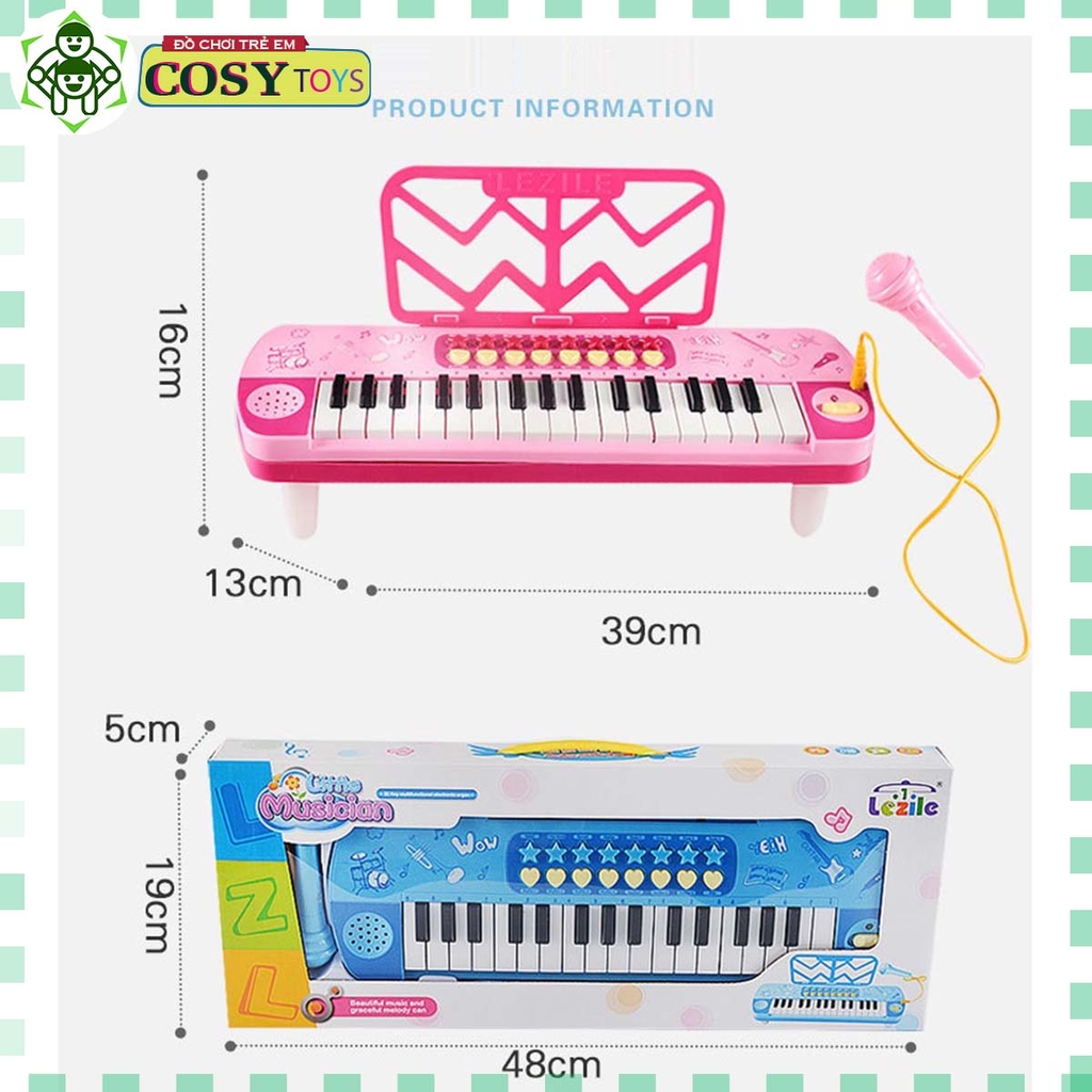 Đàn piano cỡ lớn với 37 phím chức năng kèm mic cho bé