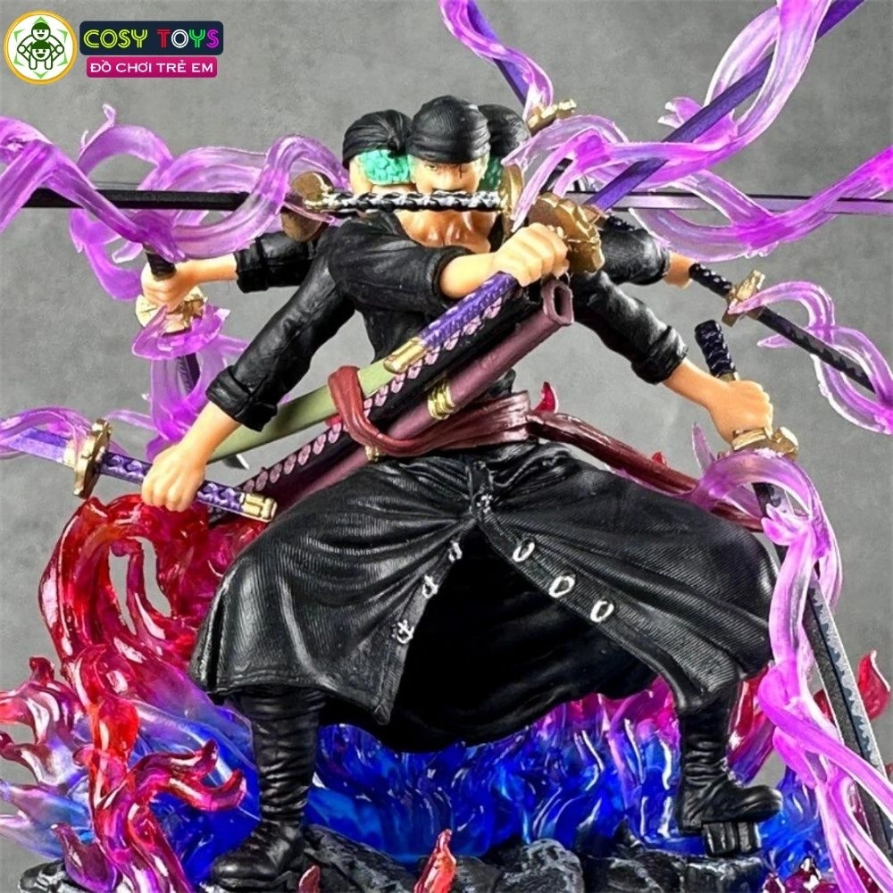 Mô hình OnePiece - Zoro Asura 3 đầu 6 tay siêu ngầu bản nhỏ - cao 24cm nặng 360gram - Figure OnePiece - Hộp màu