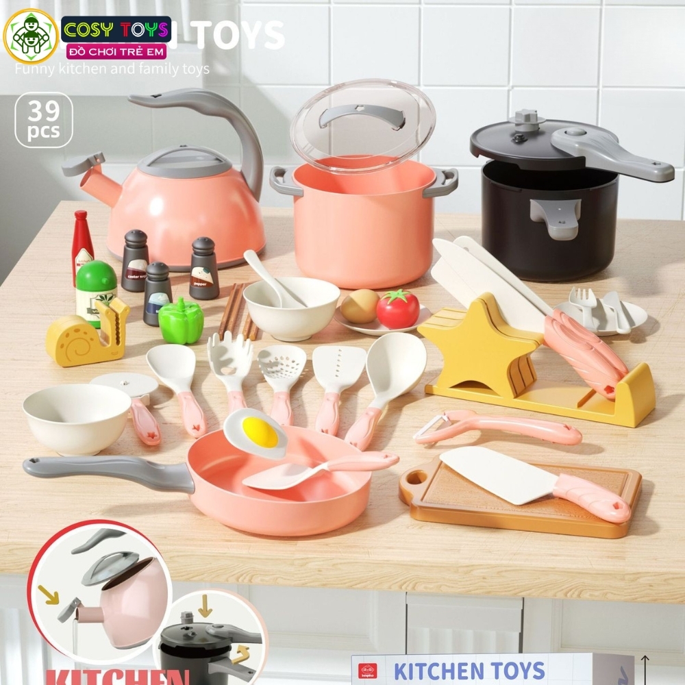 Đồ chơi các dụng cụ nhà bếp nấu ăn 39 chi tiết đẹp cho bé