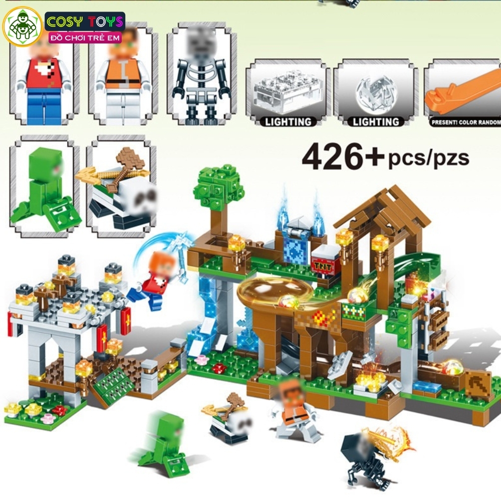 Đồ chơi lắp ghép xếp hình My world kèm nhân vật với nhiều chủ đề từ 426-423-562-559 mảnh ghép cho bé