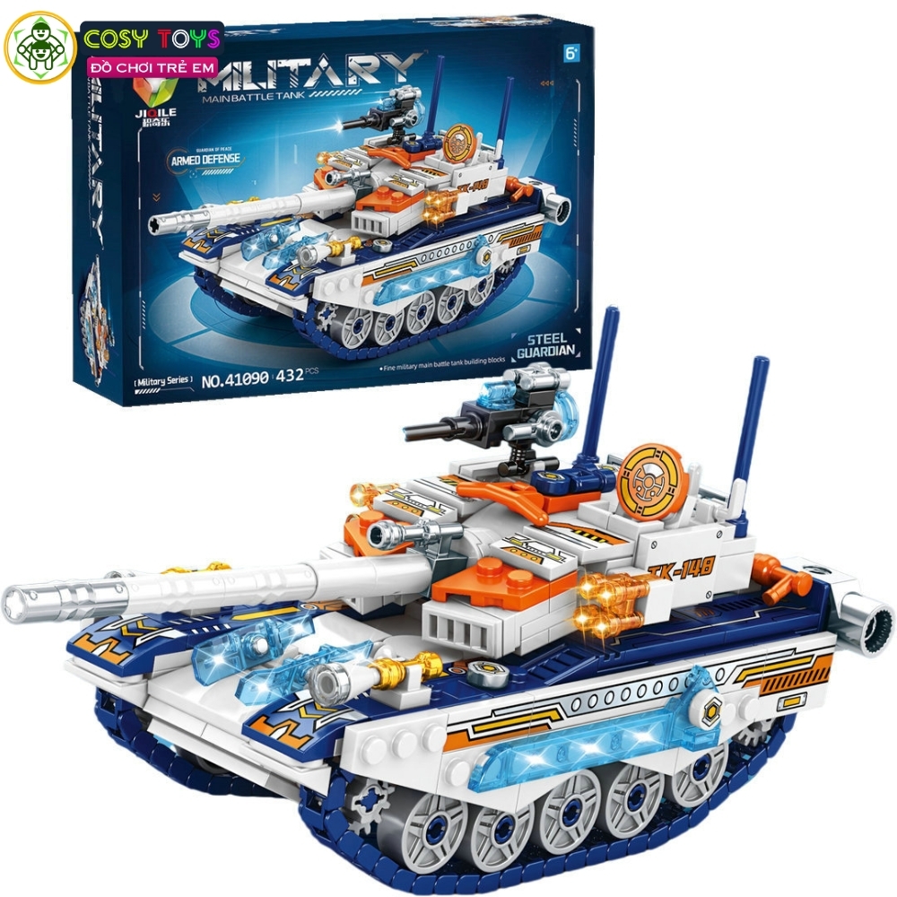 Đồ chơi lắp ghép xếp hình tàu chiến, xe tăng quân sự đẹp nhiều màu sắc từ 393-432 chi tiết cho bé