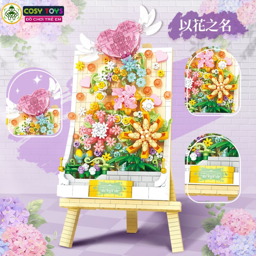 Đồ chơi lắp ghép xếp hình bức tranh hoa nghệ thuật với 1224 chi tiết