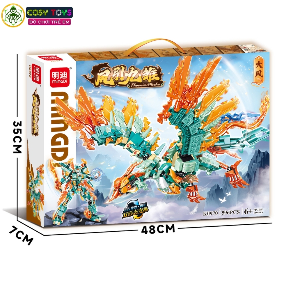 Đồ chơi xếp hình lắp ghép phượng hoàng biến hình người máy 2 trong 1 với 629 - 603 - 596 chi tiết cho bé