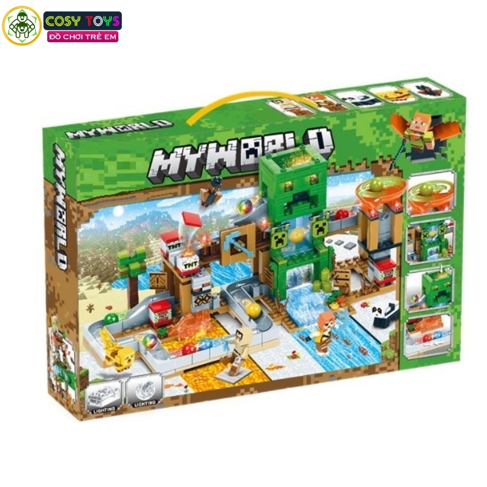 Đồ chơi lắp ghép xếp hình My world đường ray trượt bi trên thác nước với 451 mảnh ghép cho bé
