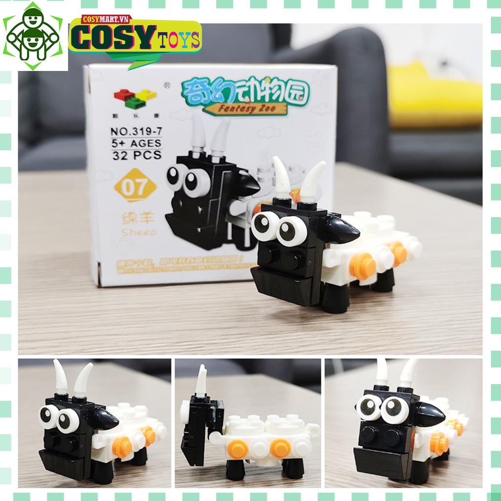 Đồ chơi lắp ghép xếp hình 08 con thú ở Fantasy Zoo với 31pics