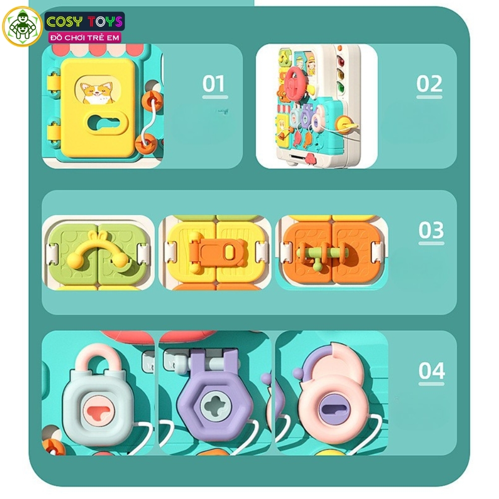 Đồ chơi vali bận rộn đa chức năng vui nhộn nhiều trò chơi sáng tạo và tư duy dành cho các bé từ 3 tuổi trở lên