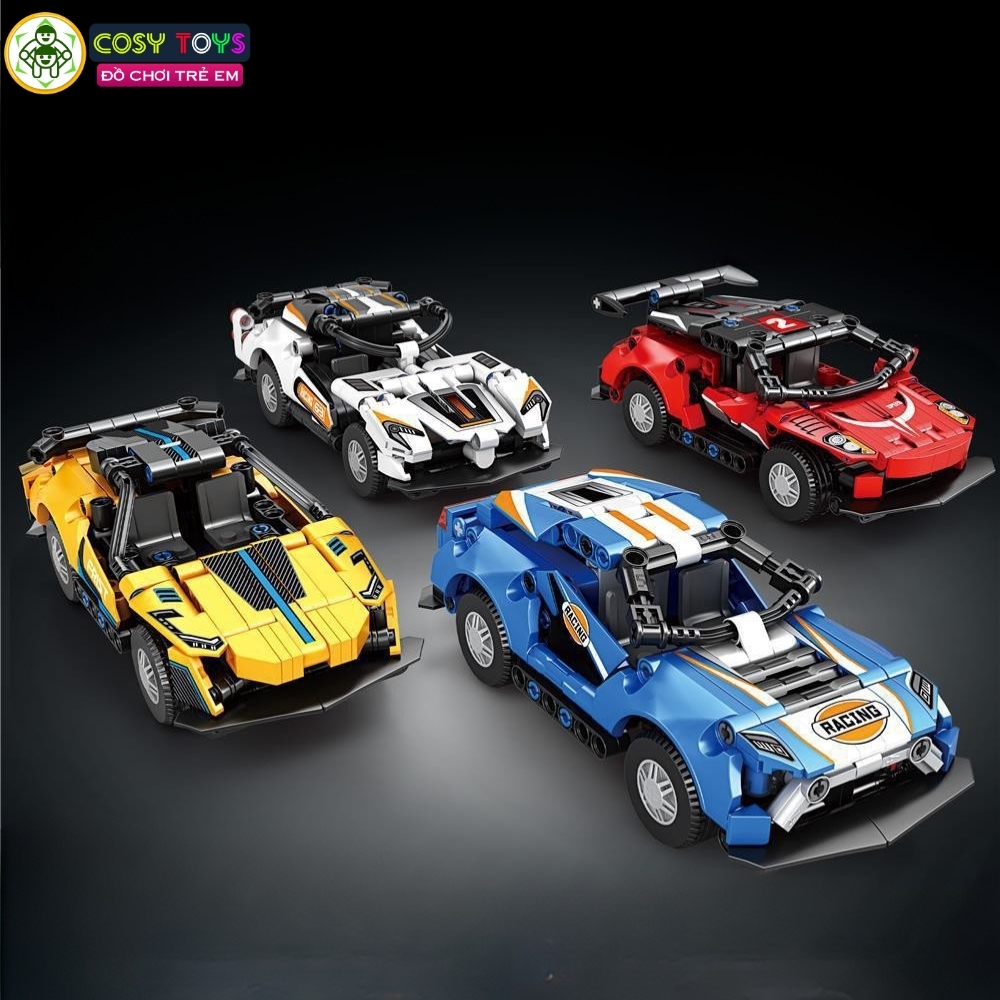 Đồ chơi xếp hình lắp ghép xe đua thể thao đủ mẫu từ 219-223-228 mảnh ghép cho bé