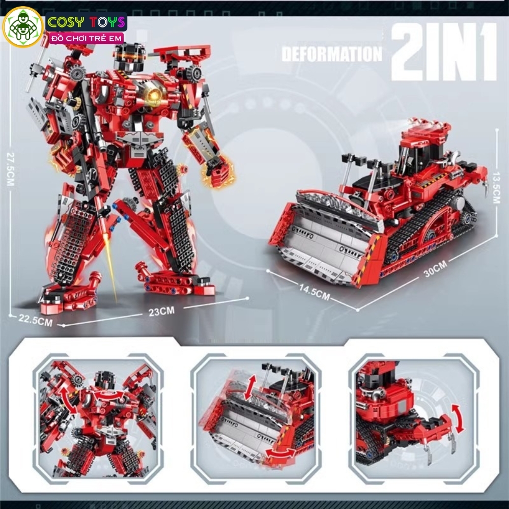 Đồ chơi lắp ghép xếp hình robot biến hình 2 trong 1 thành xe với hơn 797- 821 - 844 chi tiết cho bé