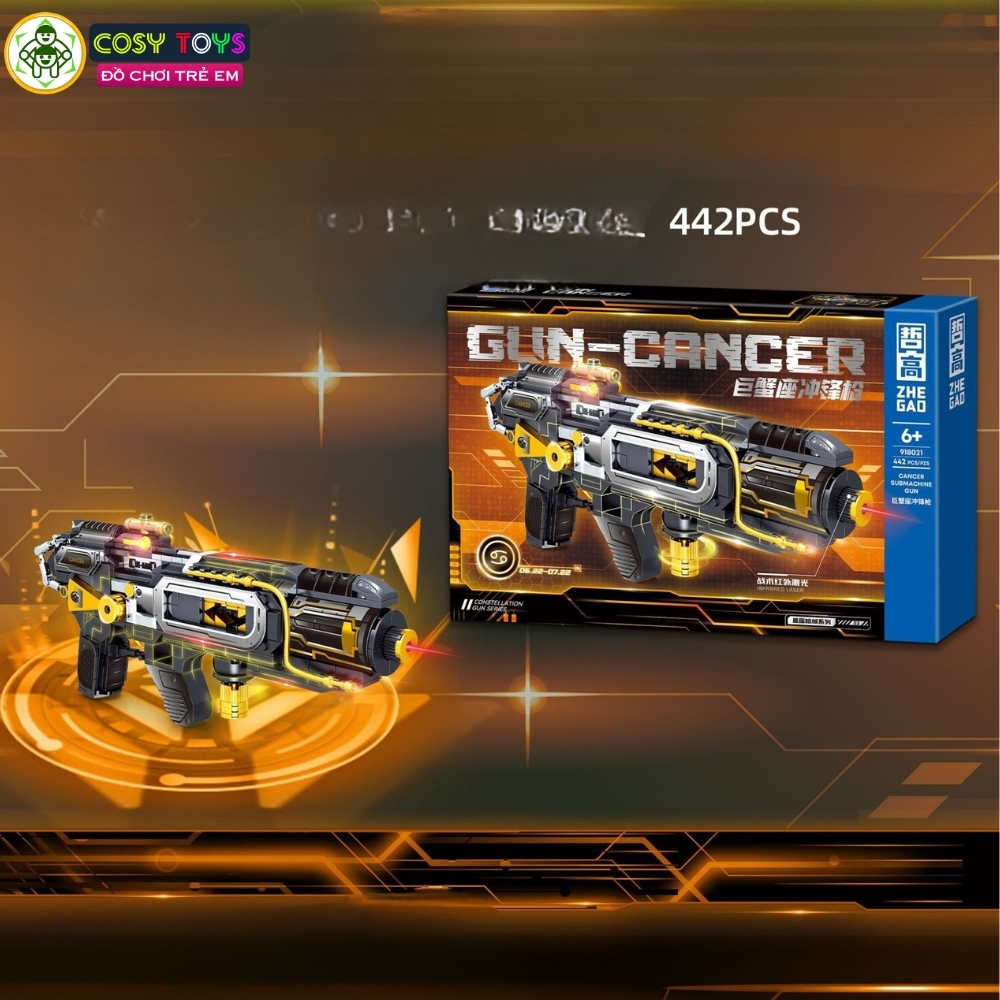 Đồ chơi lắp ghép xếp hình sung phóng laze nhiều nòng với 438-442 chi tiết cho bé