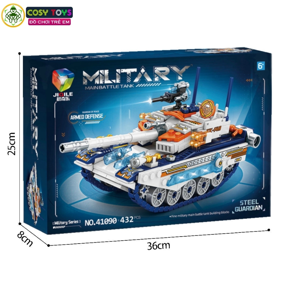 Đồ chơi lắp ghép xếp hình tàu chiến, xe tăng quân sự đẹp nhiều màu sắc từ 393-432 chi tiết cho bé