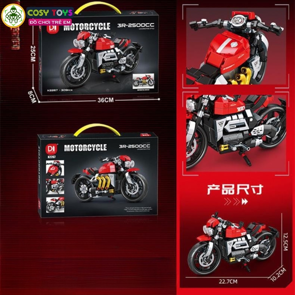 Đồ chơi lắp ghép xếp hình các mẫu xe moto thể thao với 329-341-343 mảnh ghép cho bé