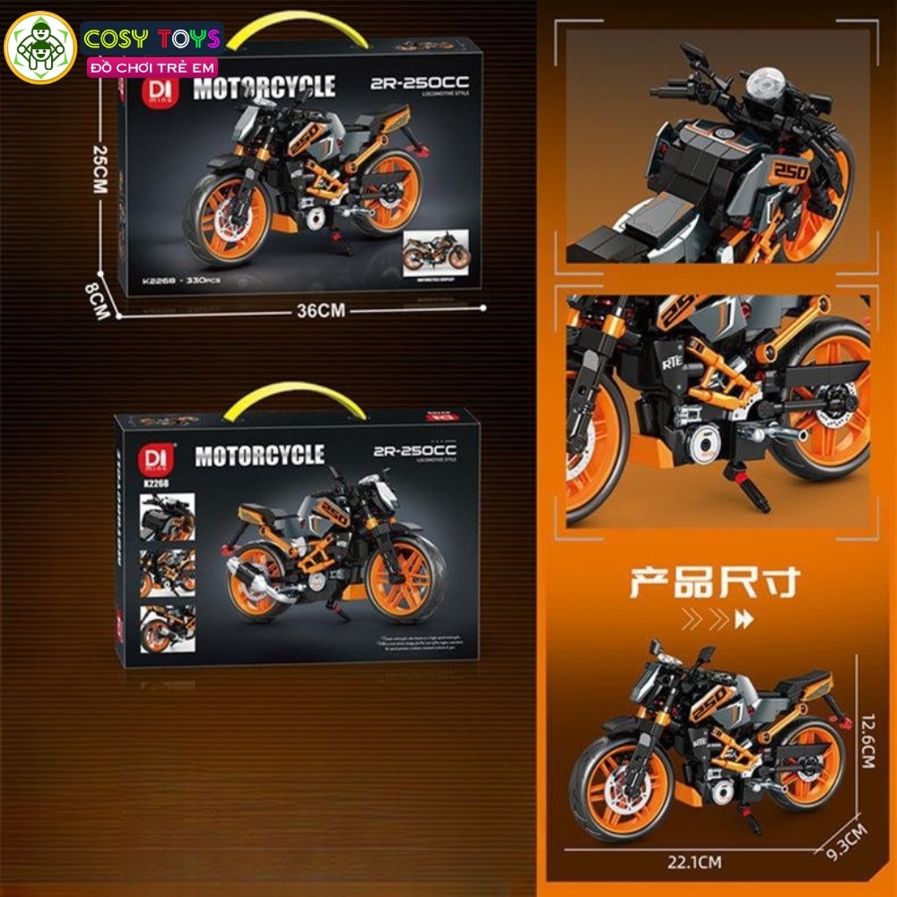 Đồ chơi lắp ghép xếp hình các mẫu xe moto thể thao với 329-341-343 mảnh ghép cho bé