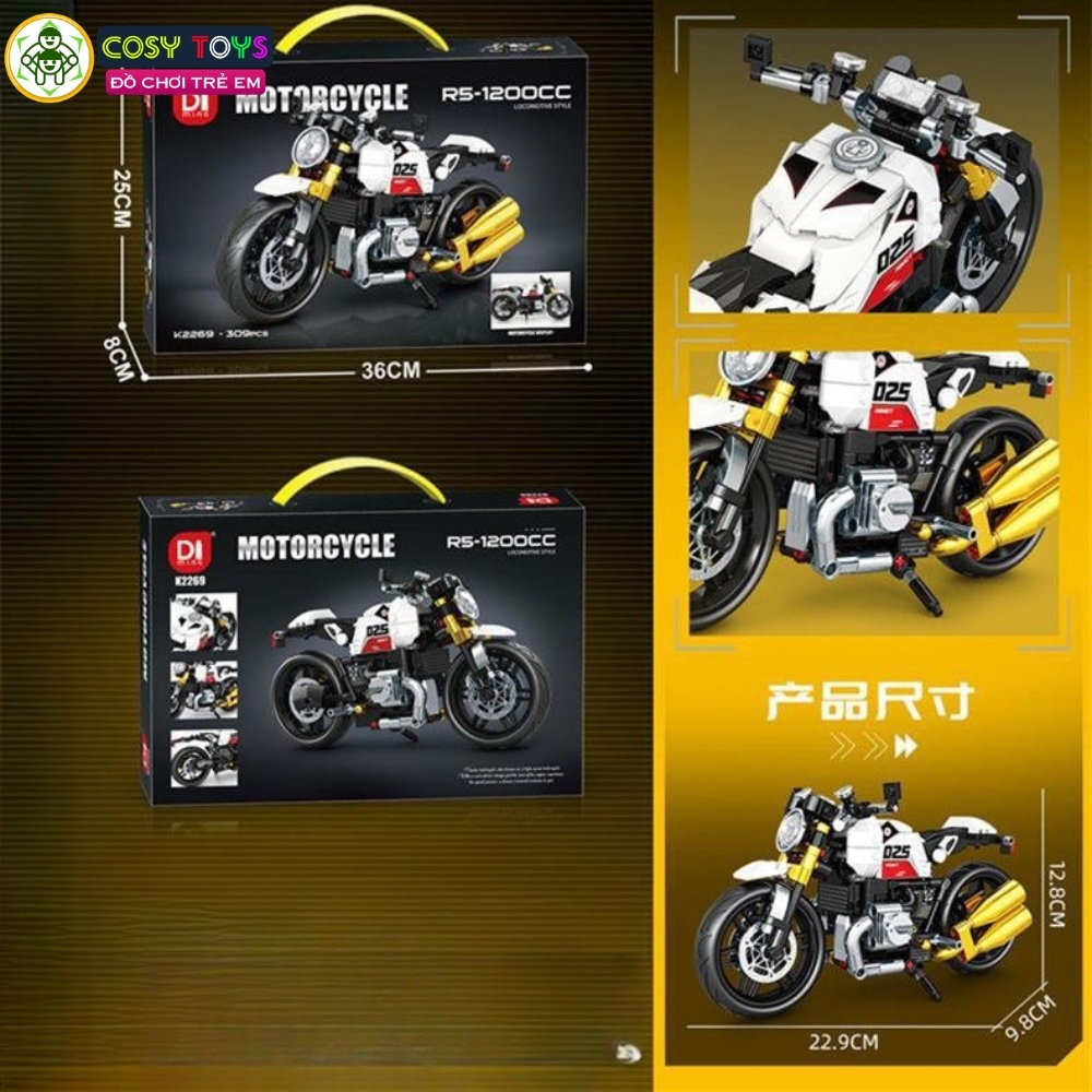 Đồ chơi lắp ghép xếp hình các mẫu xe moto thể thao với 329-341-343 mảnh ghép cho bé