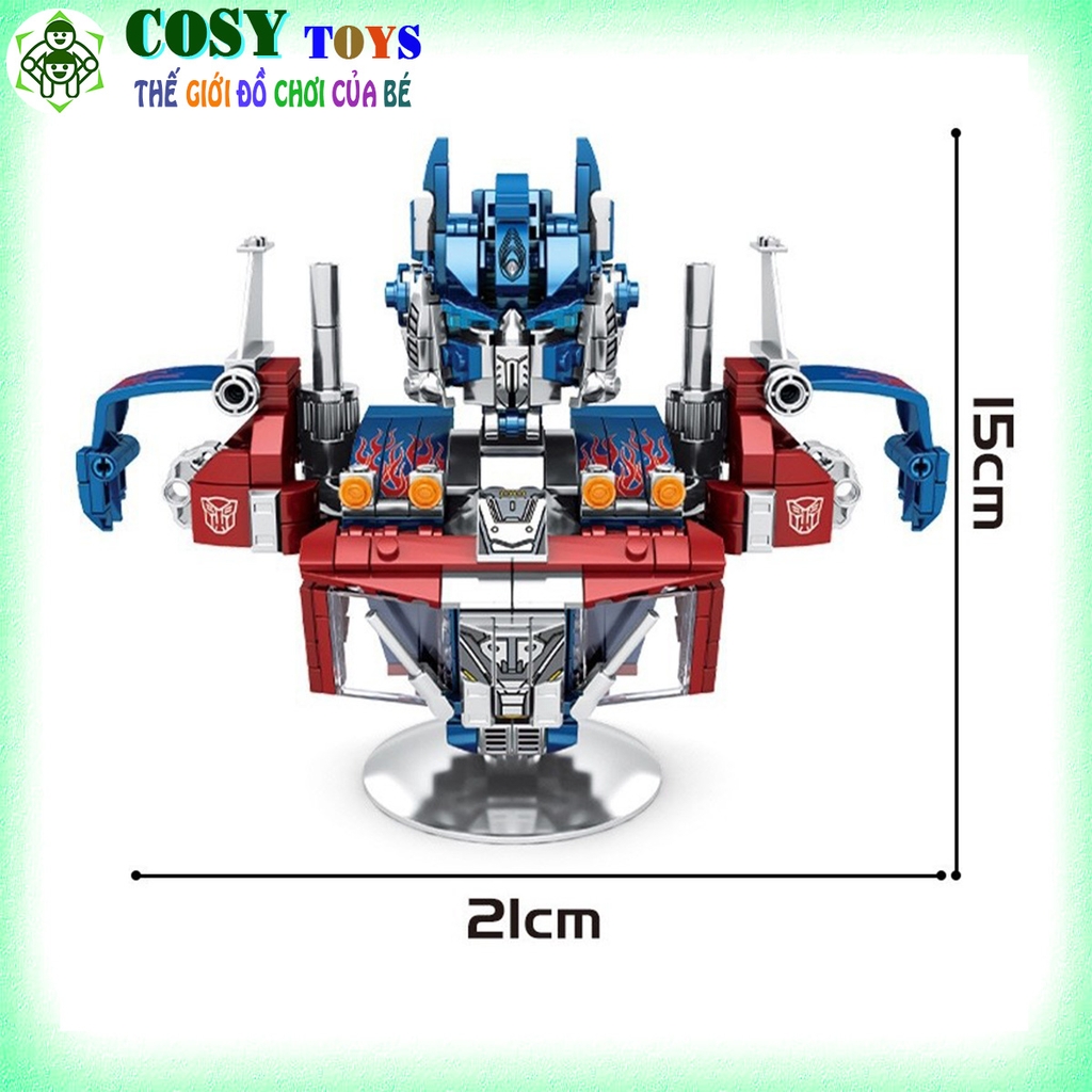 Đồ chơi xếp hình mô hình để bàn của Robot biến hình Transformers Optimus Prime với hơn 425 mảnh ghép