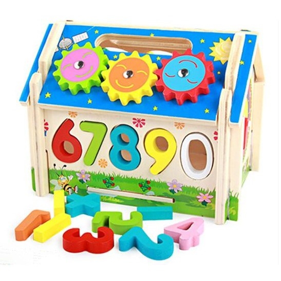 Đồ chơi gỗ nhà thả hình bánh răng 4 trong 1