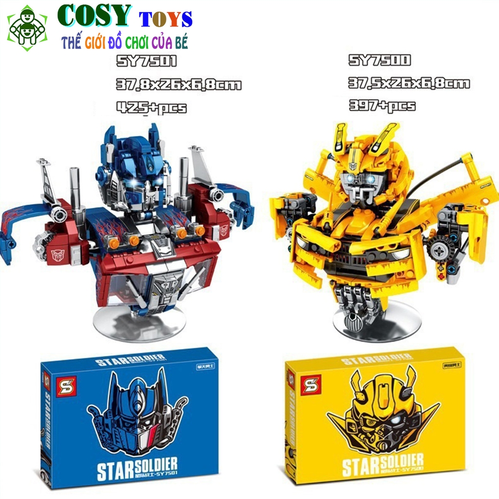 Đồ chơi xếp hình mô hình để bàn của Robot biến hình Transformers Bumblebee với hơn 397 mảnh ghép