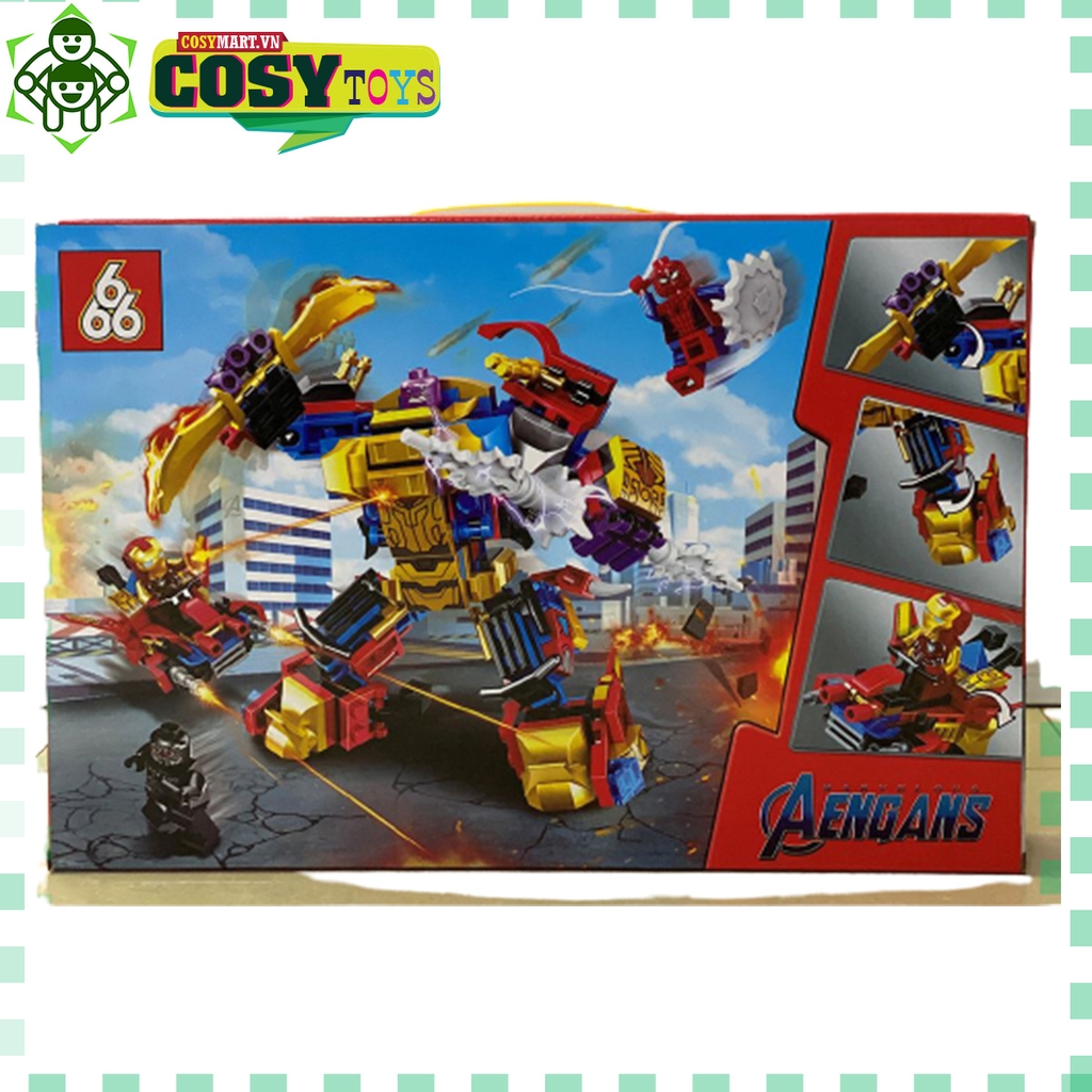 Đồ chơi lắp ghép xếp hình siêu anh hùng Thanos đỏ-vàng với 320 mảnh ghép
