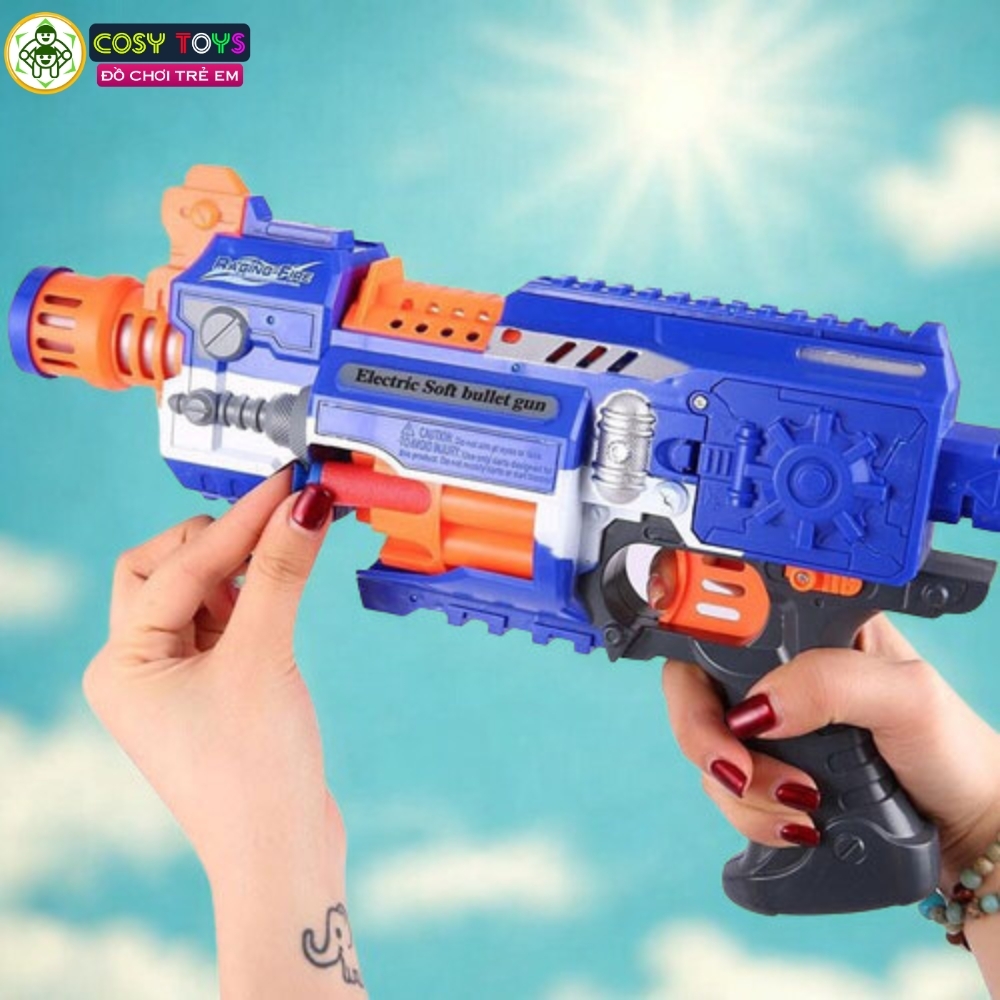 Đồ chơi sung bắn xốp dính liên thanh bằng pin cho bé