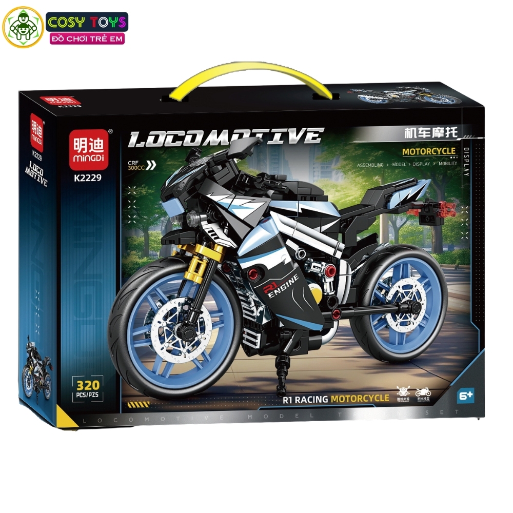 Đồ chơi lắp ghép xếp hình các mẫu xe moto thể thao với 329-341-343 mảnh ghép cho bé