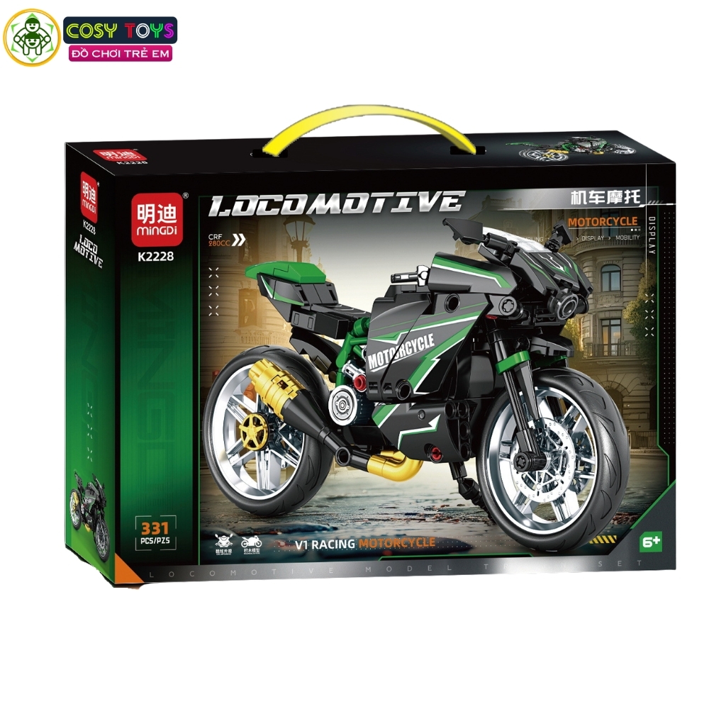 Đồ chơi lắp ghép xếp hình các mẫu xe moto thể thao với 329-341-343 mảnh ghép cho bé