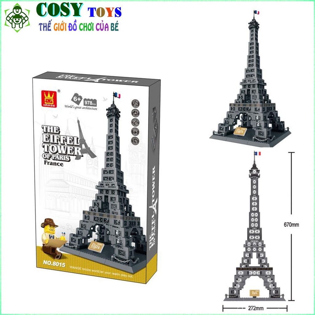 Đồ chơi lắp ghép xếp hình tháp Eiffel với 978 chi tiết