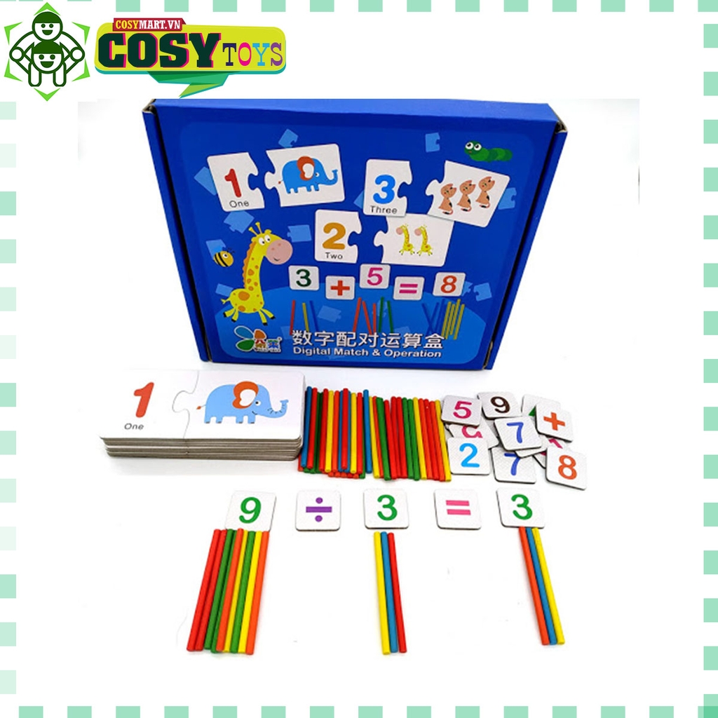 Bộ dụng cụ làm toán có thẻ ghép cho bé học tập