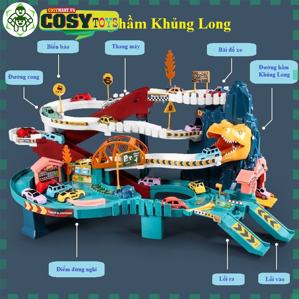 Đồ chơi đường đua ô tô khủng long cao cấp cho bé