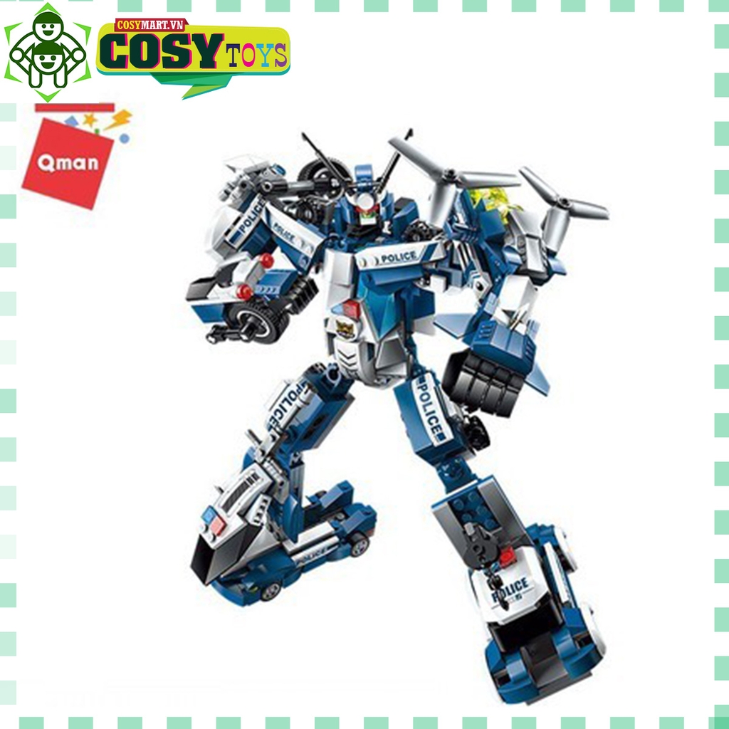 Đồ chơi lắp ghép xếp hình robot cảnh sát biến hình cao cấp 6 trong 1 cho bé