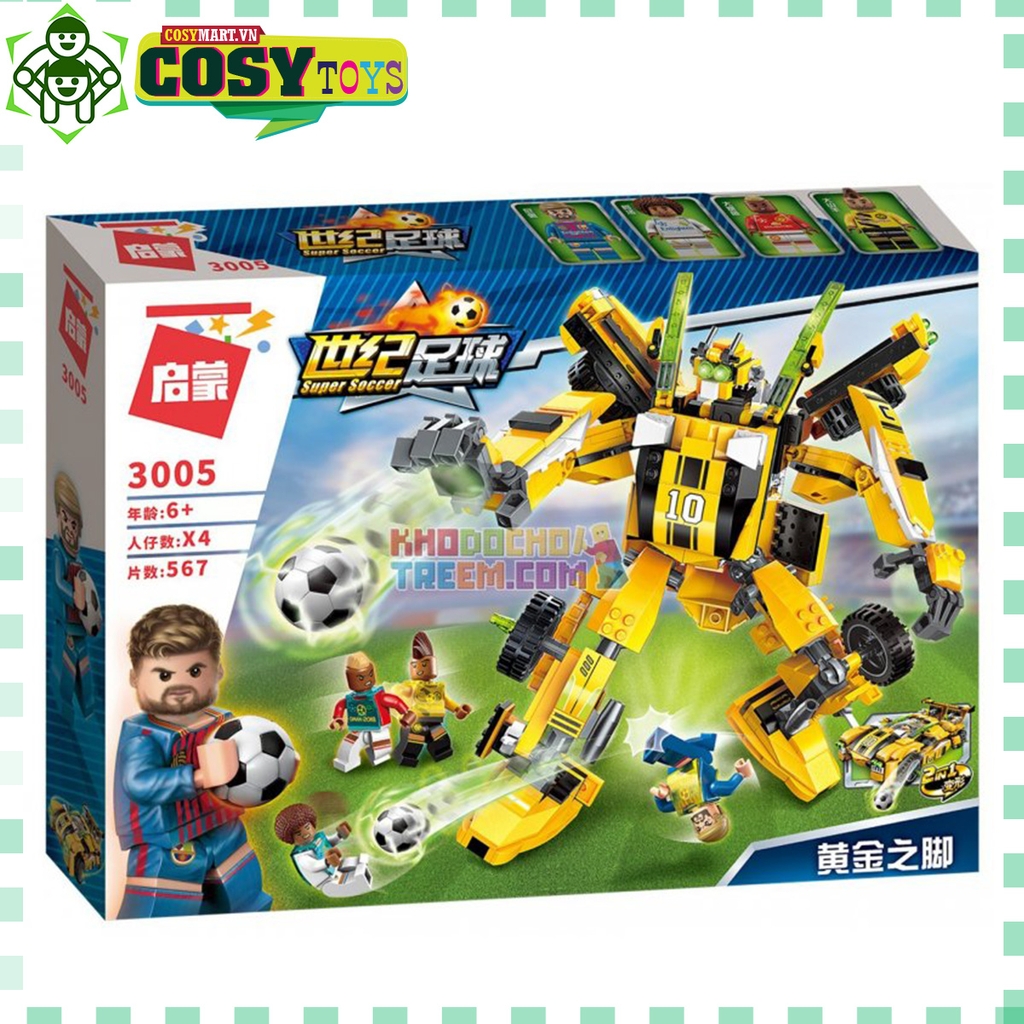 Đồ chơi lắp ghép xếp hình robot Bubelee biến hình siêu xe bóng vàng với 567 mảnh ghép