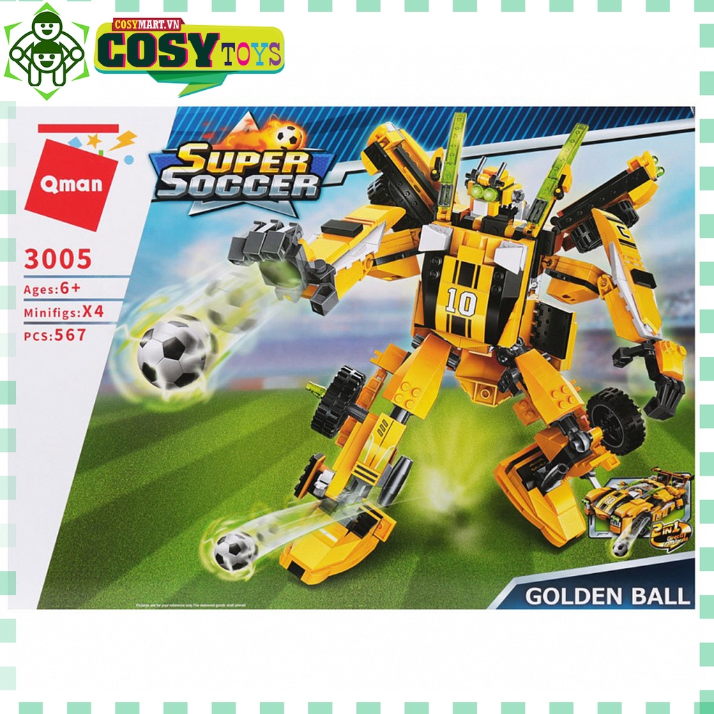 Đồ chơi lắp ghép xếp hình robot Bubelee biến hình siêu xe bóng vàng với 567 mảnh ghép