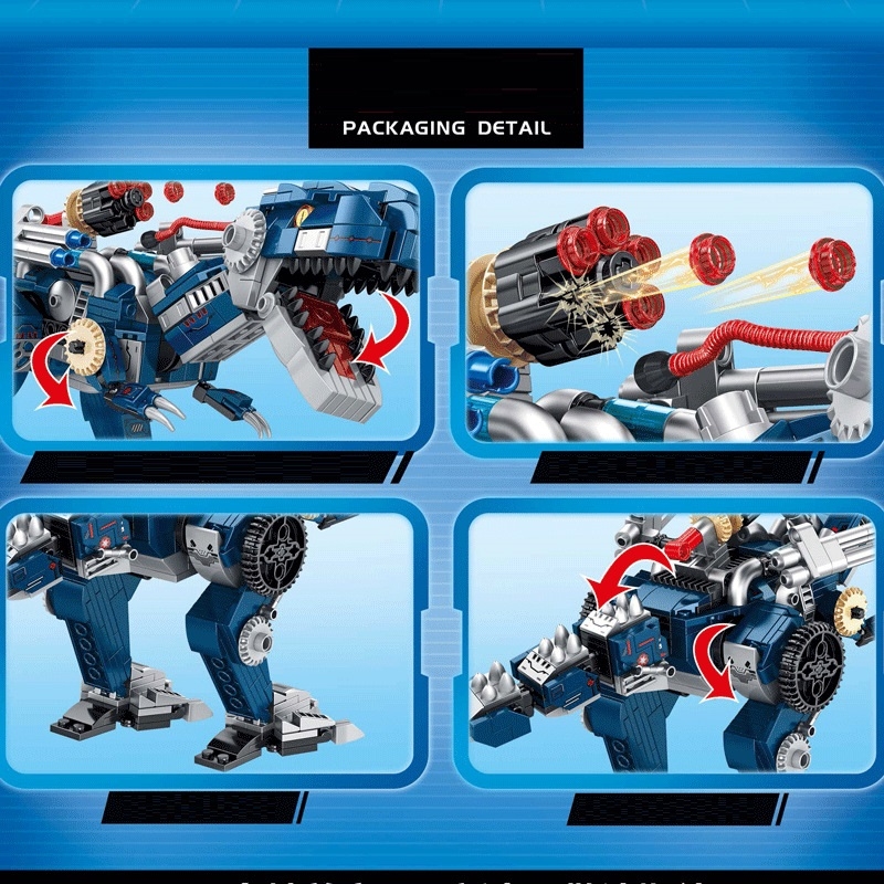 Đồ chơi lắp ghép xếp hình khủng long robot mẫu 3 trong 1 với 811-858 chi tiết