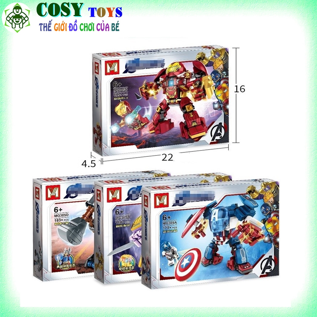 Đồ chơi lắp ghép xếp hình các Siêu anh hùng Avenger chiến đấu với 164-195 pics