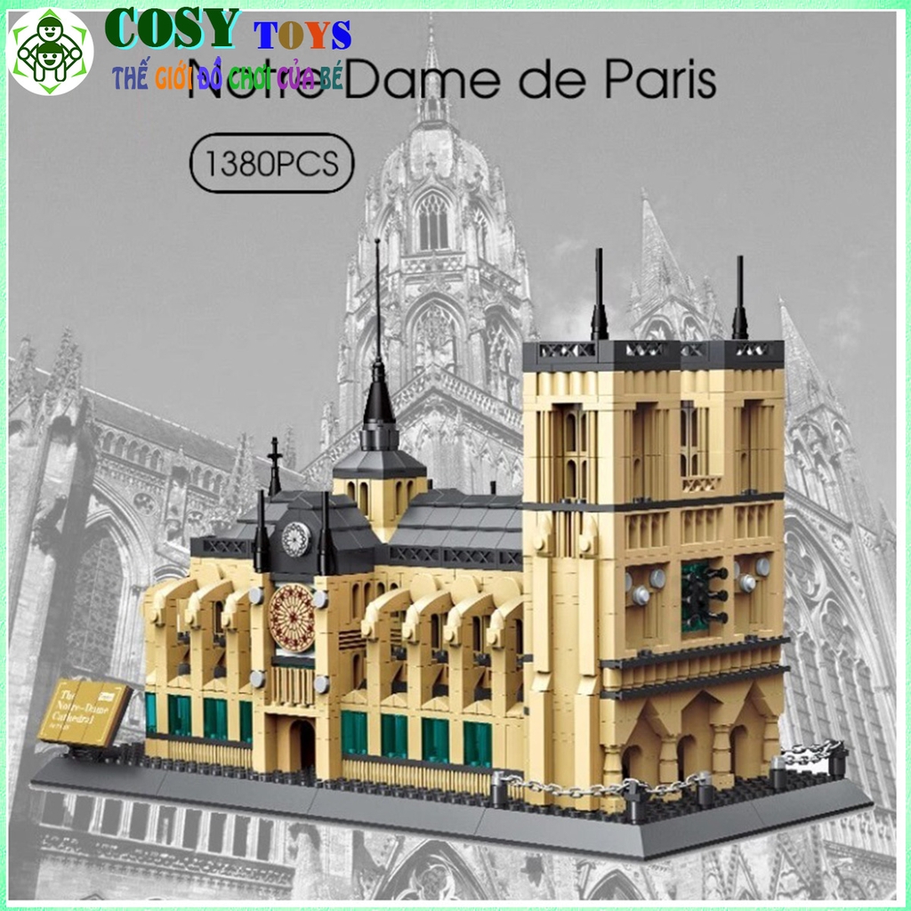 Đồ chơi lắp ghép xếp hình nhà thờ Đức bà Paris với 1380 chi tiết