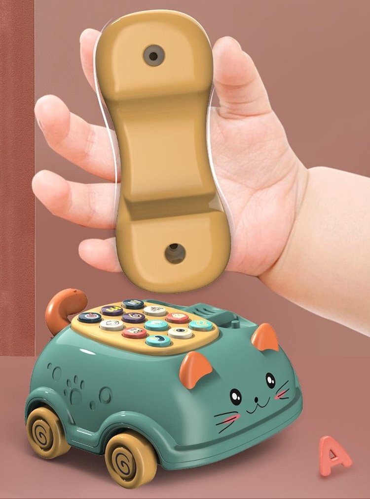 Điện thoại bàn quay số con mèo cute có nhạc và dây kéo