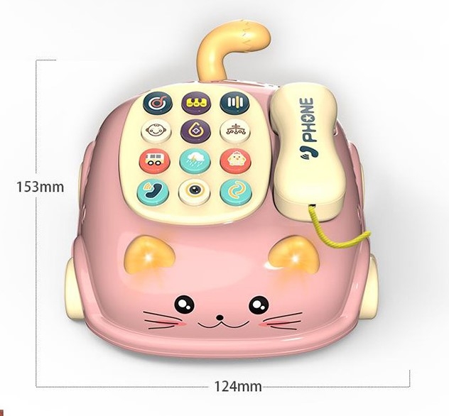Điện thoại bàn quay số con mèo cute có nhạc và dây kéo