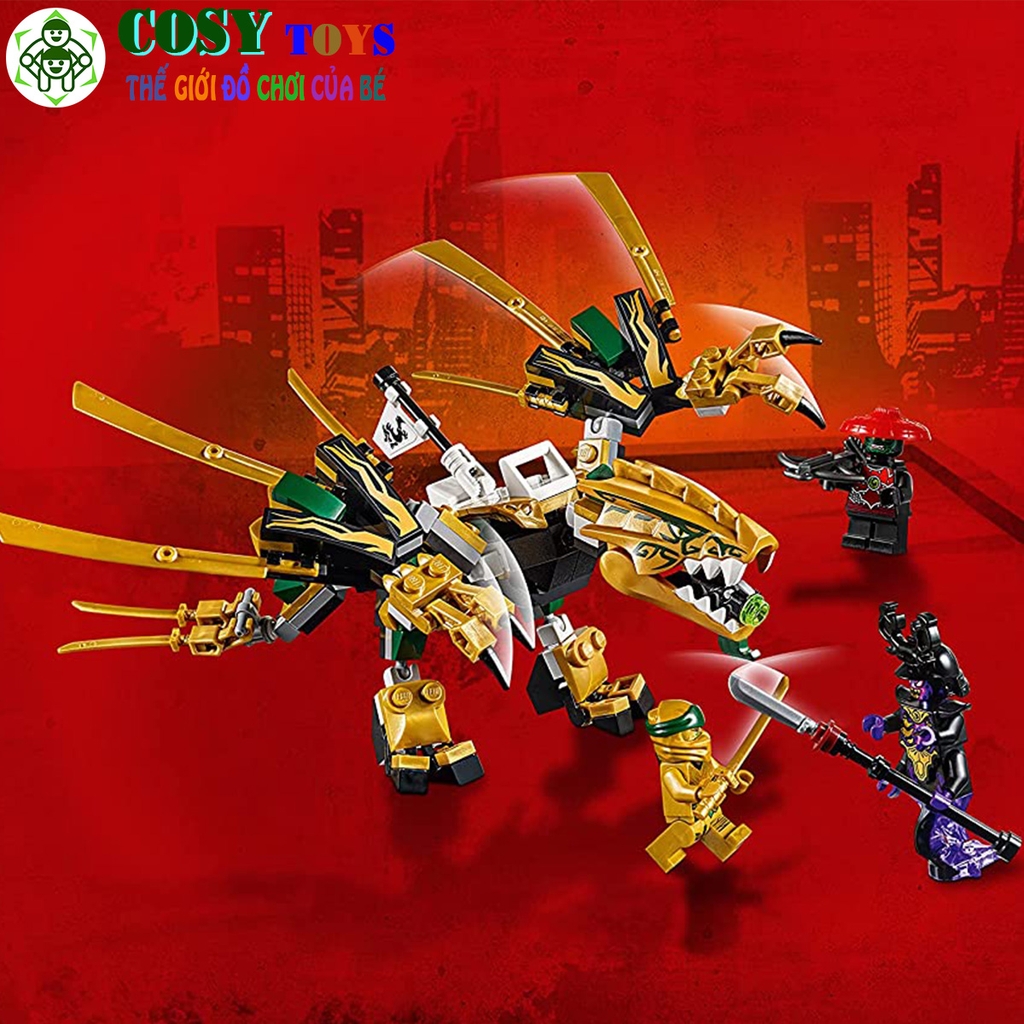 ĐỒ CHƠI LẮP GHÉP XẾP HÌNH NINJJAGO RỒNG VÀNG CỦA LLLOYD VỚI HƠN 201 MẢNH GHÉP
