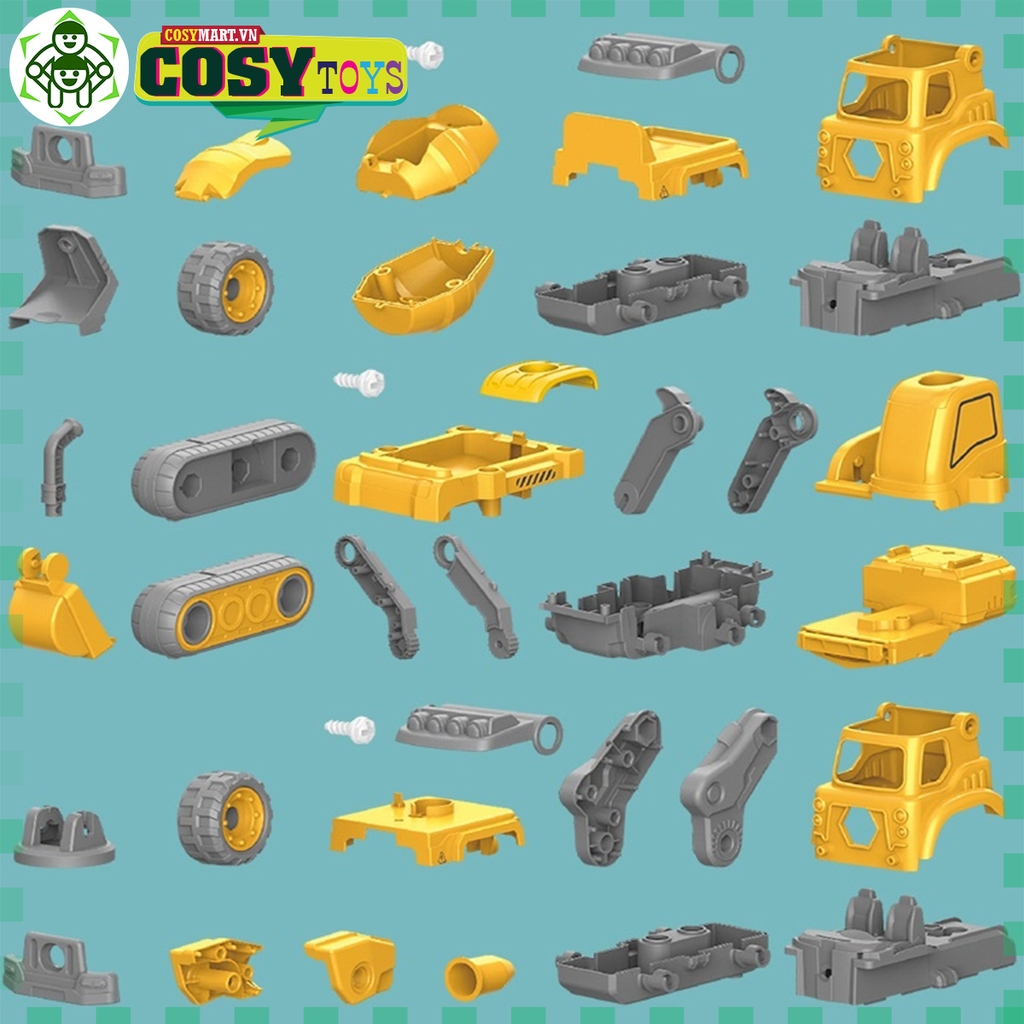 Đồ chơi lắp ráp ô tô mô hình xe cứu hoả - xe công trường biến hình thành robot 5 trong 1 với hơn 131-133 chi tiết bằng vít